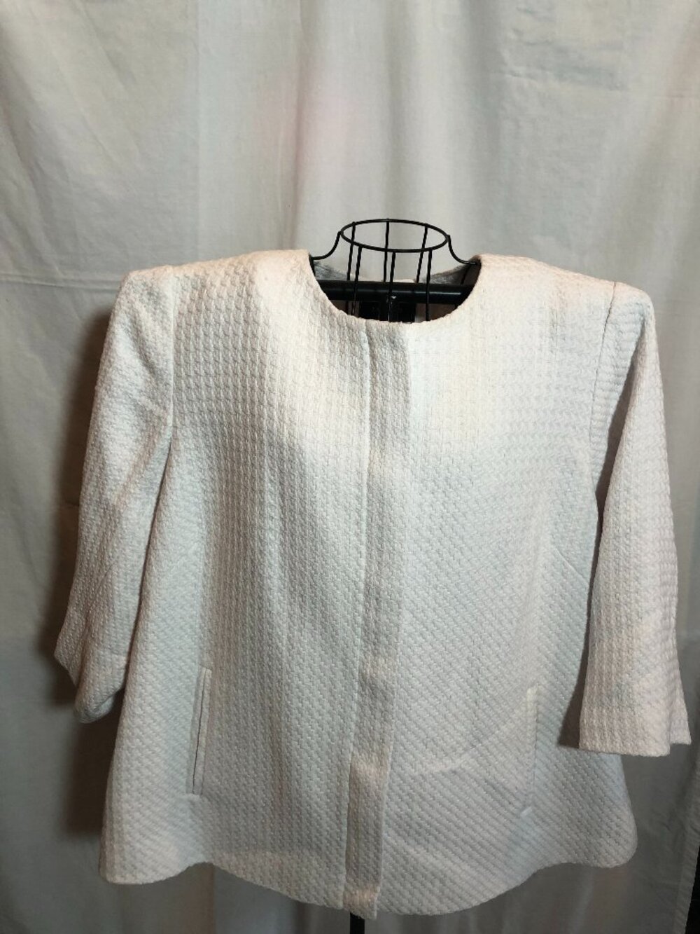 Talbots 24W 3/4 Sleeve White Zip Up Jacket Blazer 26" Pit to Pit